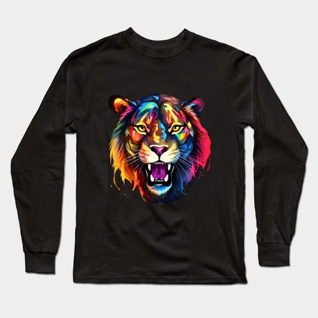 tie dye, tie dye parttern, tiger tie dye art, color tiger Long Sleeve T-Shirt by Teefast Design